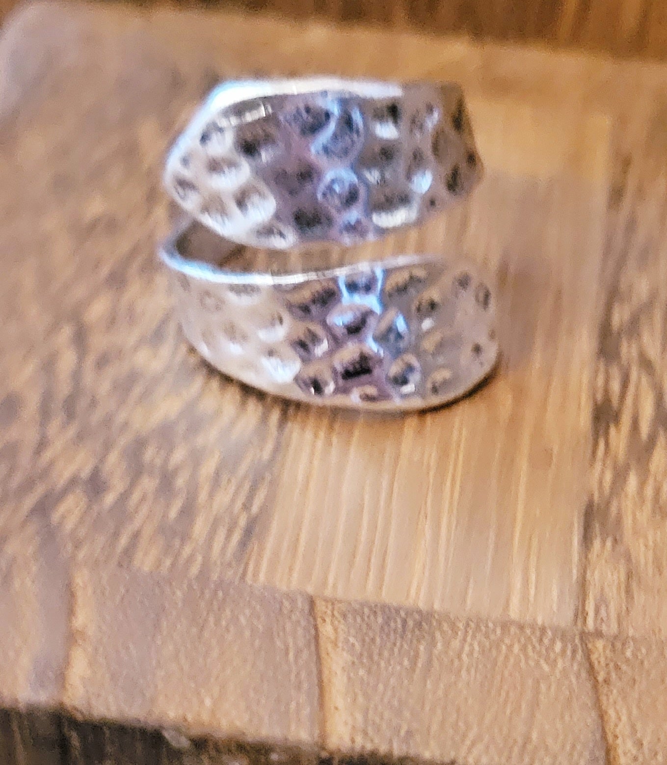 Hammered Texture Adjustable Silver Statement Ring - Stellify