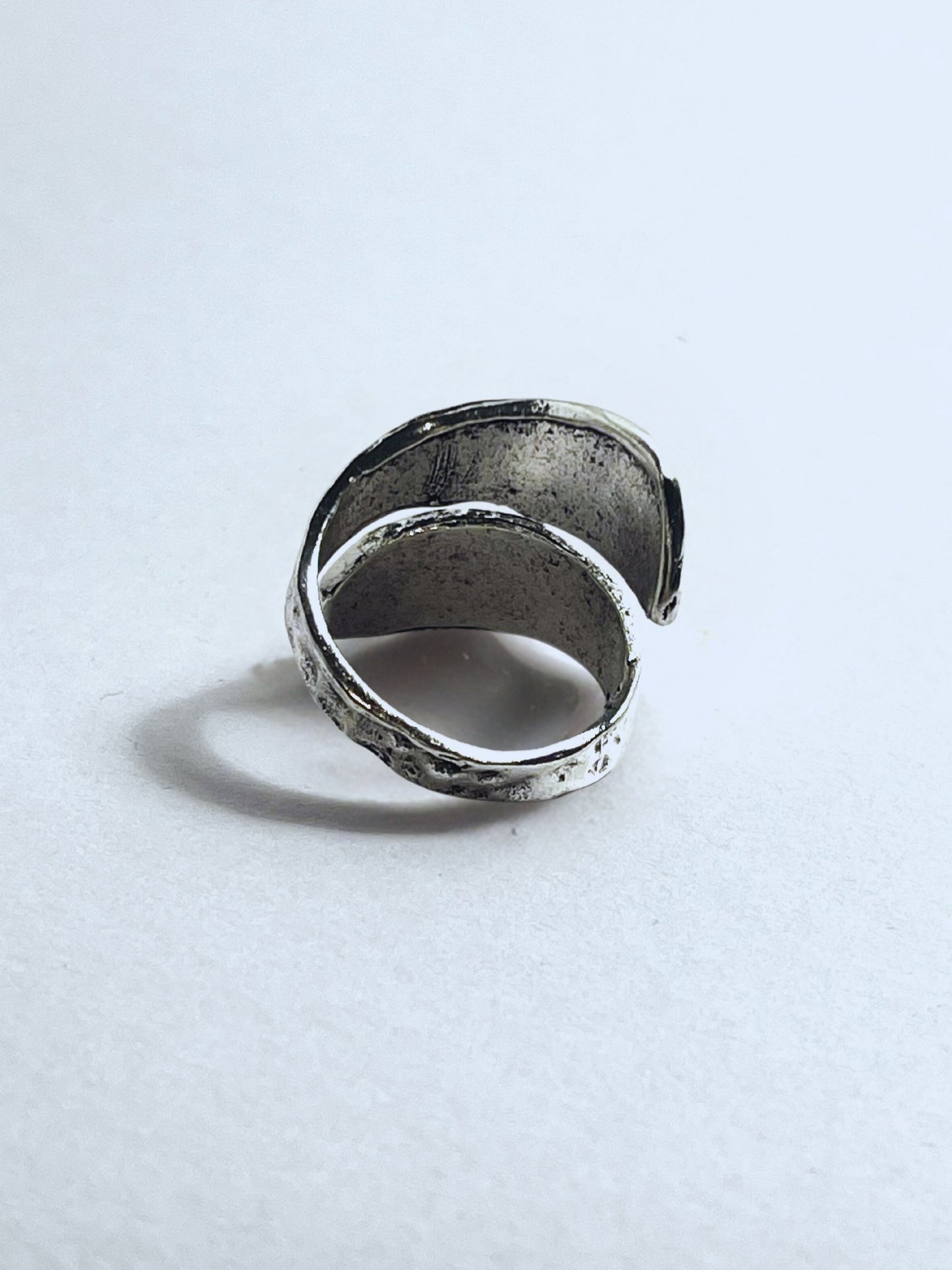 Hammered Texture Adjustable Silver Statement Ring - Stellify