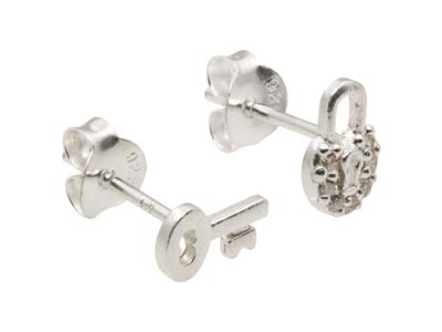 Lock and Key Stud Earrings - Stellify