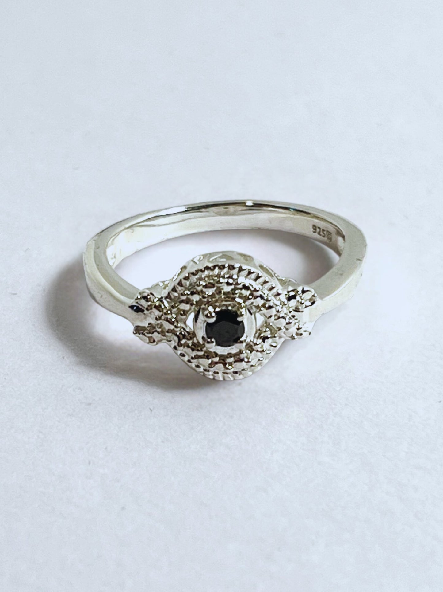 Sterling Silver and Pretty Black Diamond Ring - Stellify