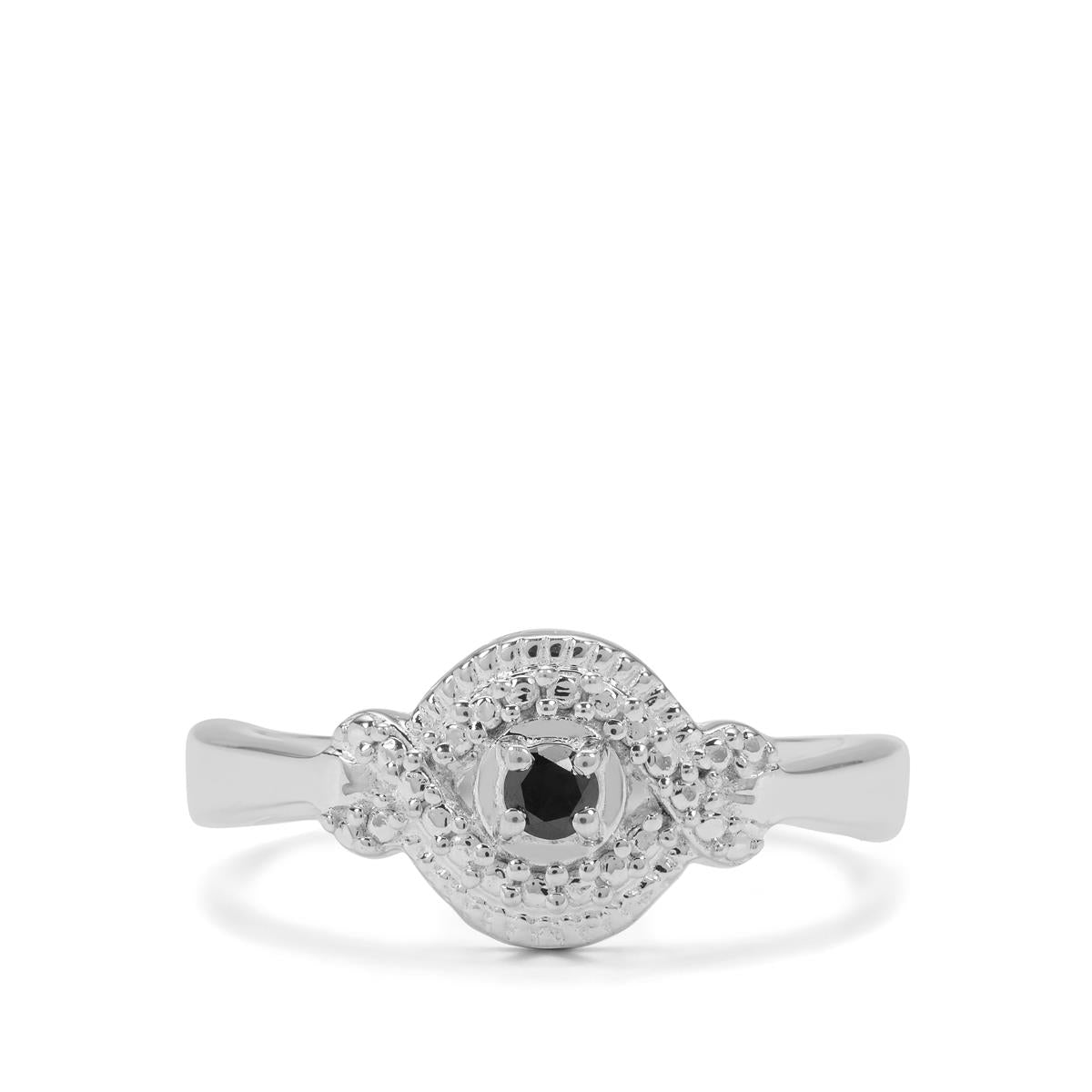 Sterling Silver and Pretty Black Diamond Ring - Stellify