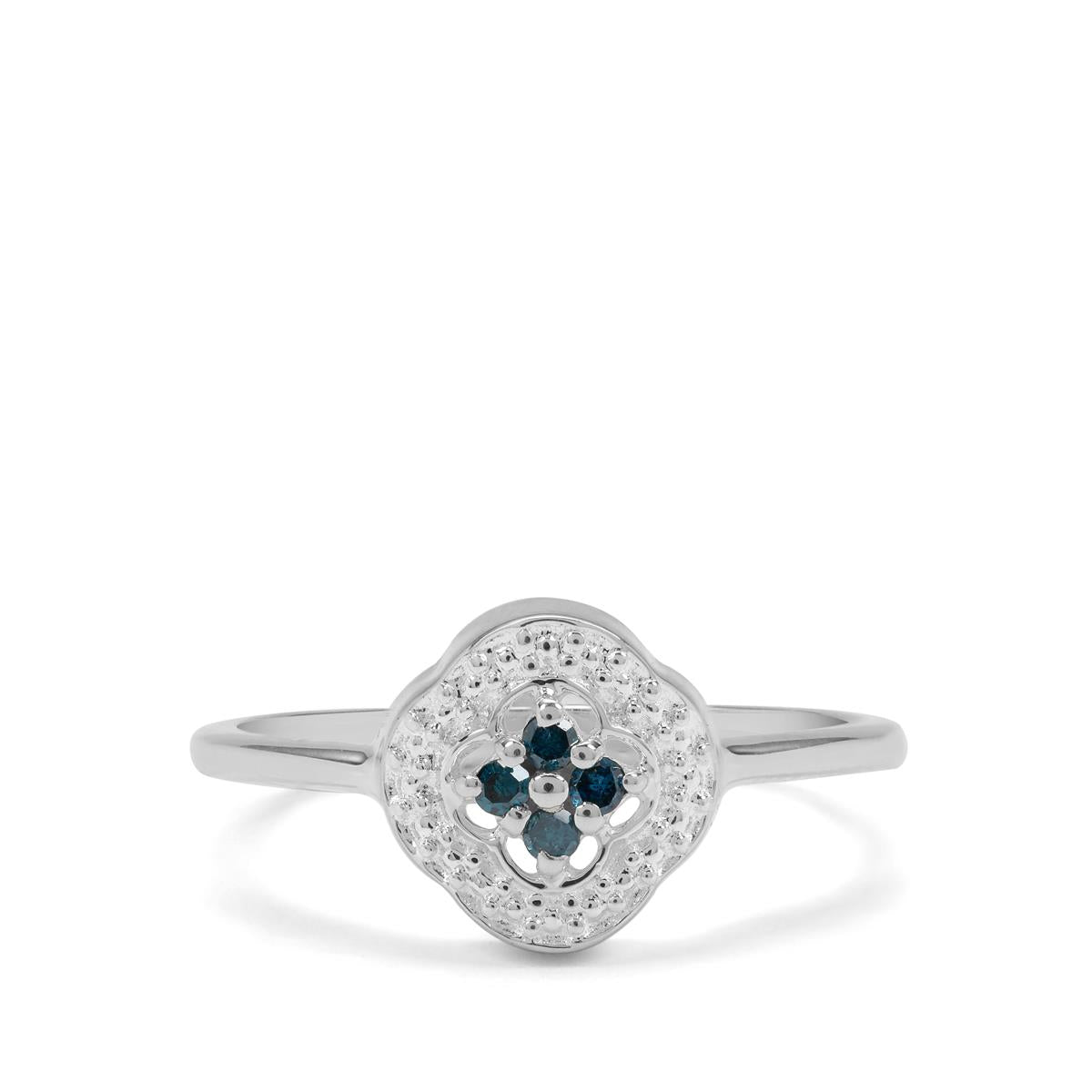 Sterling Silver Blue Diamond Cluster Ring - Stellify
