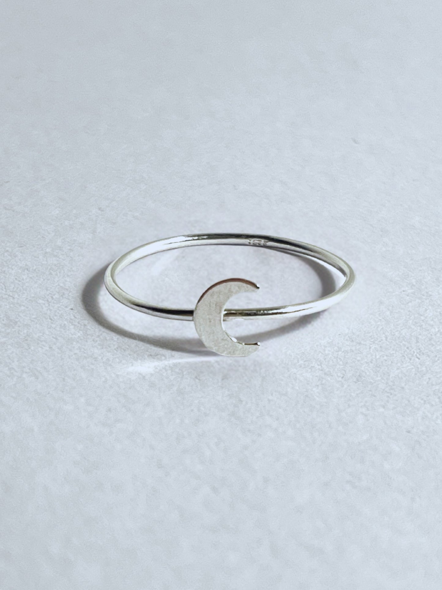 Sterling Silver Crescent Moon Stacking Ring - Stellify