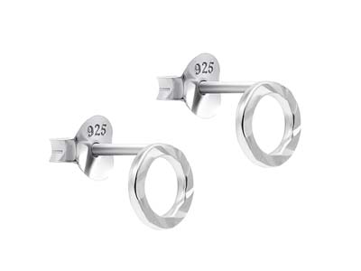 Sterling Silver Hammered Circle Ring Stud Earrings - Stellify