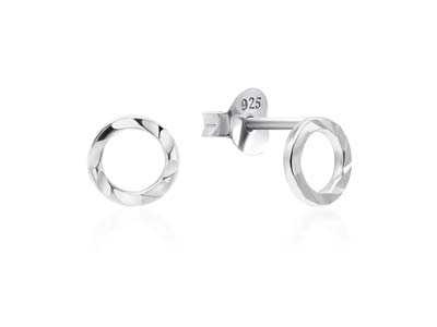 Sterling Silver Hammered Circle Ring Stud Earrings - Stellify