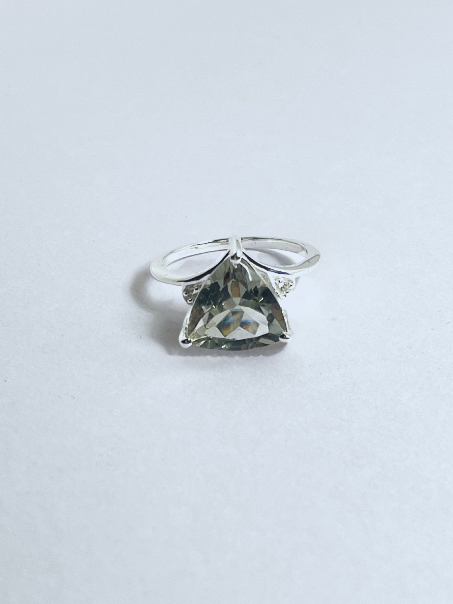 Sterling Silver Prasiolite and White Zircon Ring - Stellify