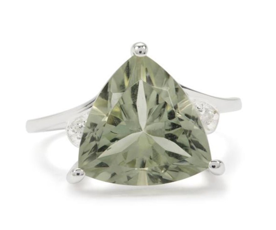 Sterling Silver Prasiolite and White Zircon Ring - Stellify