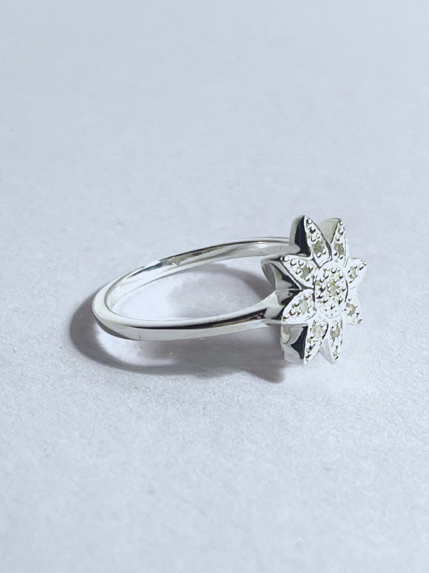 White Diamond Pave Sunflower Ring - Stellify