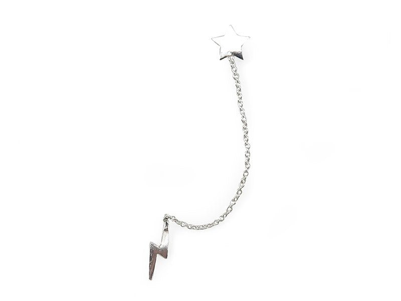 Lightning Bolt and Star Ear Chained Stud Earrings - Stellify