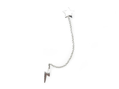 Lightning Bolt and Star Ear Chained Stud Earrings - Stellify